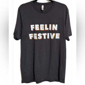 NWOT Friday + Saturday Feelin Festive Tee Charcoal Gray Large
